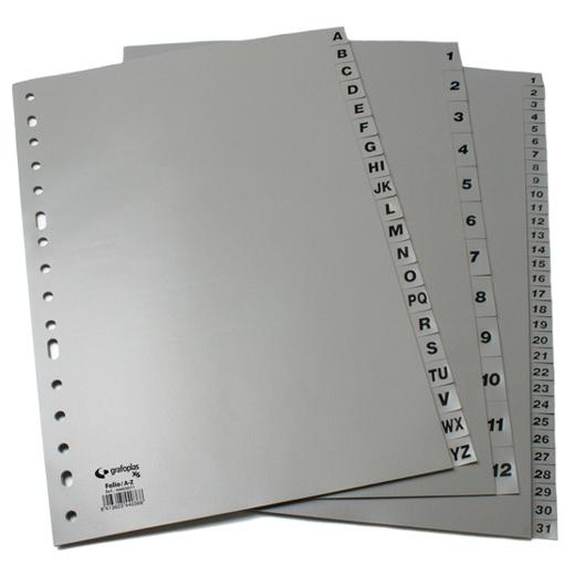 GRAFOPLÁS - SEPARADORES NUMERICOS 1-31 A4 PP GRIS (Ref.44411071)