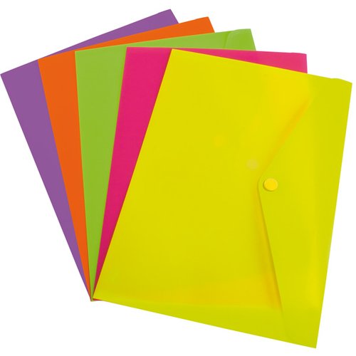 GRAFOPLÁS - SOBRES PP OPACO CON CIERRE BROCHE FOLIO NARANJA FLUOR FLUORGRAF PACK -12U- (Ref.4871656)