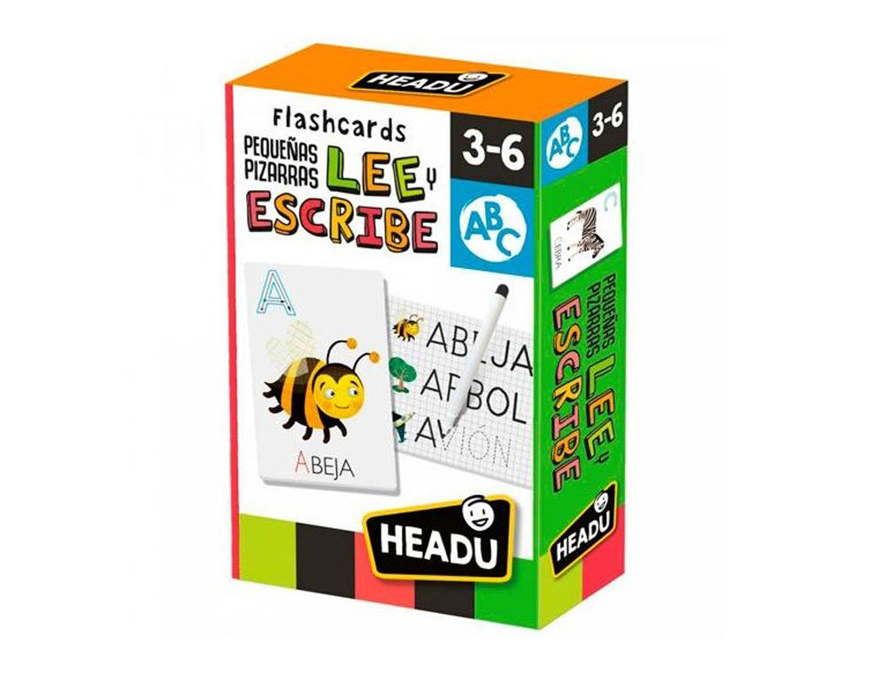 HEADU - FLASHCARDS LEE Y ESCRIBE MONTESSORI 25 MINI PIZARRAS INTERACTIVAS 3-6 AÑOS (Ref.130012213)