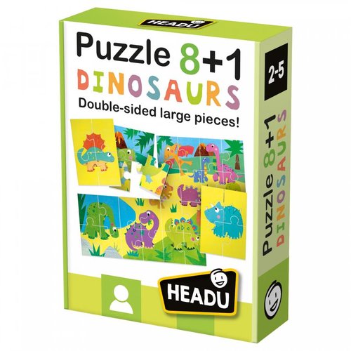 HEADU - JUEGO EDUCATIVO PUZZLE 8+1 DINOSAURS (2-5 años) (Ref.1043734)