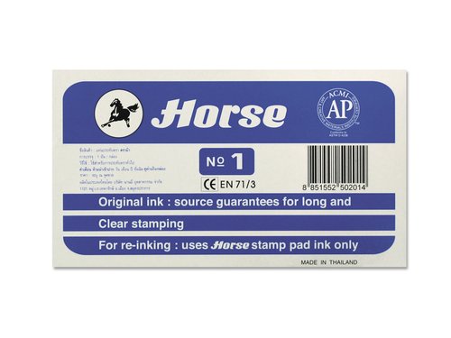 HORSE - TAMPÓN METÁLICO PARA SELLADO Nº 1 CON ALMOHADILLA ENTINTADA AZUL (Ref.250201)