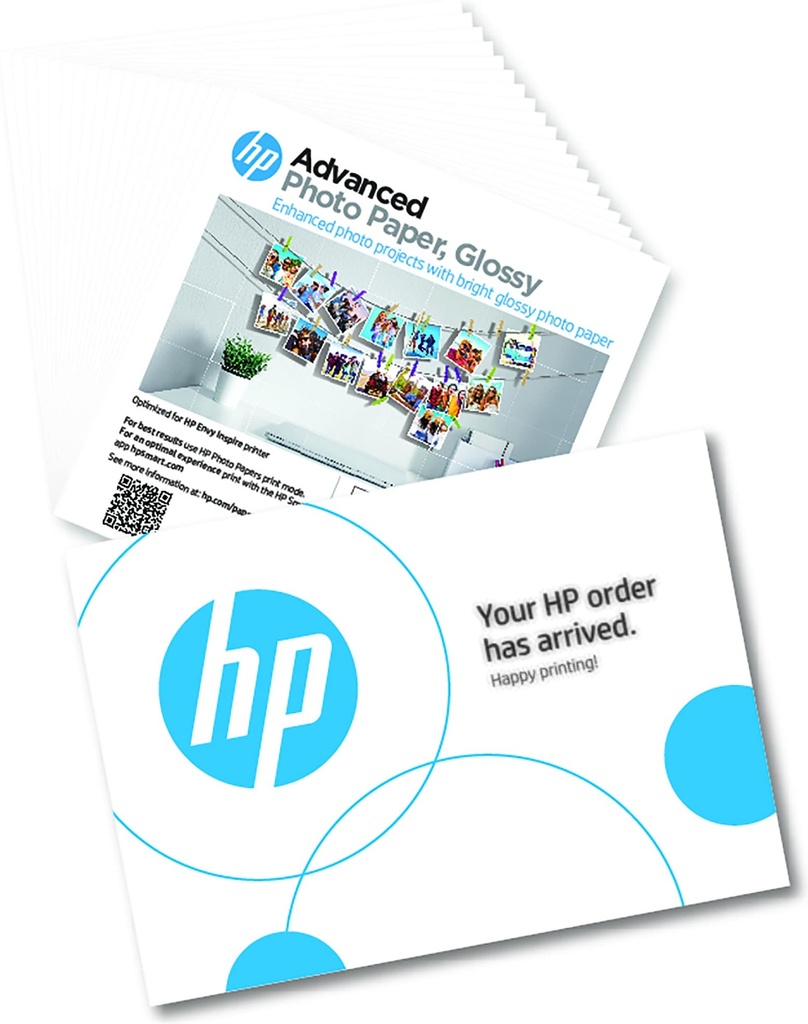 HP - Advanced Photo Paper, Glossy, 65 lb, 5 x 5 in. (127 x 127 mm), 20 sheets (Ref.49V50A)