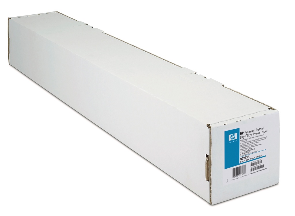 HP - Papel Fotográfico gloss secado instantáneo 36, 30,5m x 914mm, 260g. (Ref.Q7993A)