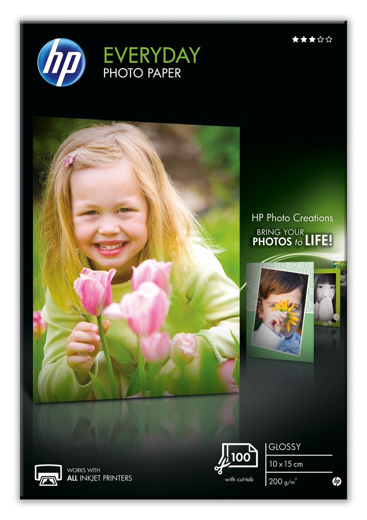 HP - Papel Fotográfico Semisatinado Uso Diario. 100 hojas, 10cm. X 15cm., 175g. (Ref.Q5441A)