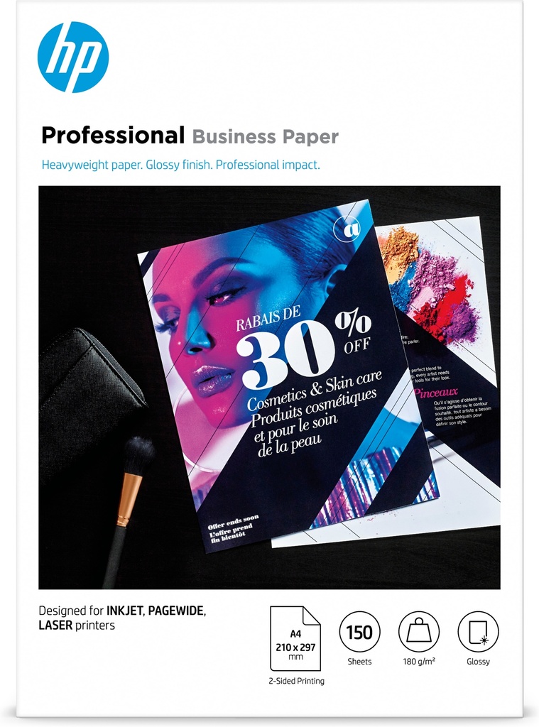 HP - Papel Profesional GlossyBiz Gls 180g A4 150h FSC (Ref.3VK91A)