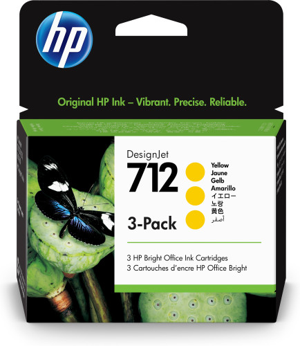 HP - TINTA AMARILLO DESIGNJET T200 / T600- Nº 712 *PACK 3* (Ref.3ED79A)