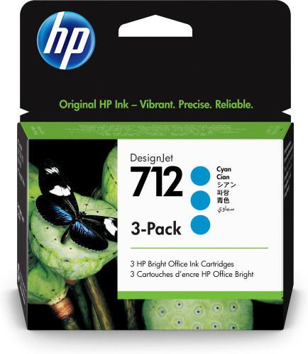 HP - TINTA CIAN DESIGNJET T200 / T600- Nº 712 *PACK 3* (Ref.3ED77A)