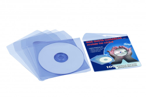 IBERPLAS - CAJA 100 FUNDAS PVC CRISTAL CD/DVD 125x125MM + SOLAPA (Ref.479D100)