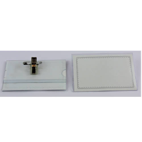 IBERPLAS - CAJA 50 FUNDAS IDENTIFICACION PVC RIGIDO APAISADO 55X87MM CON PINZA+IMPERDIBLE (Ref.2076PI50)