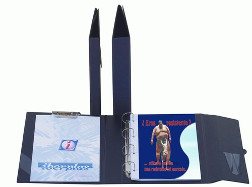 IBERPLAS - CARPETA de ANILLAS con PINZA MINICLIP SUPERIOR PVC ESCOLAR Fº 4 an.40mm con TRABILLA y 2 SEPARADORES NEGRO (Ref.8514-00)