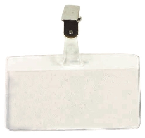 IBERPLAS - FUNDA DISTINTIVO TRANSPARENTE APAISADA C/PINZA 53x100mm PAQUETE de 100 (Ref.1074P)