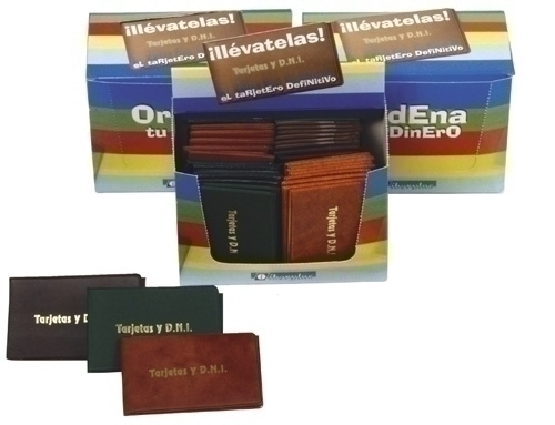 IBERPLAS - FUNDA PORTACARNET PVC TARJETAS y NIF 3 CUERPOS IMIT.PIEL PAQUETE de 40 (COL.SUR.) (Ref.81078I-91)
