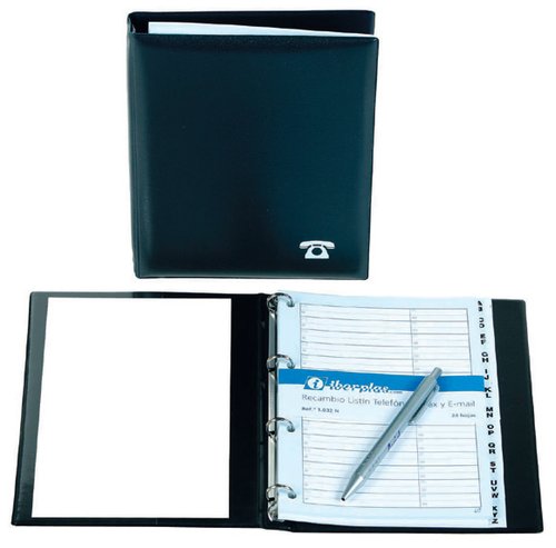 IBERPLAS - LISTIN TELEFONICO 4 anillas 4º 16mm A-Z 12 pestañas y RECAMBIO NIGER HORIZONTAL NEGRO (Ref.1030NH-00)