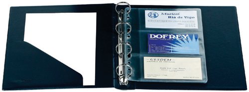 IBERPLAS - TARJETERO 4 anillas 4º 10 fundas LISO AZUL (Ref.443I-01)