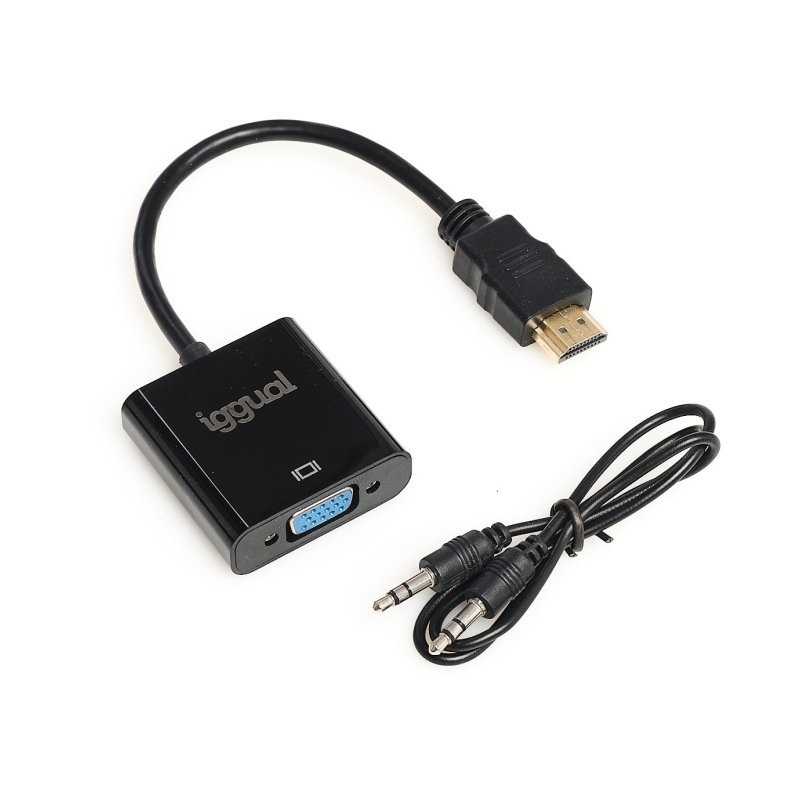 IGGUAL - Adaptador HDMI a VGA + audio (3.5 mm) (Ref.IGG317303)