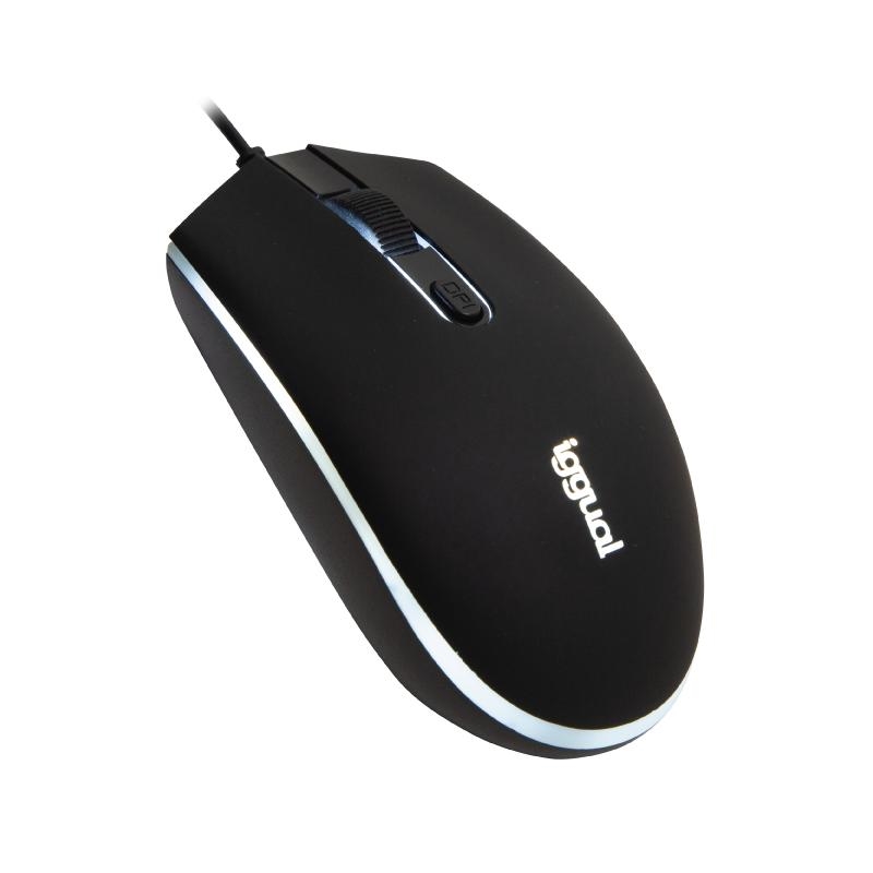 IGGUAL - Ratón óptico COM-LED-1600DPI negro (Ref.IGG317624)