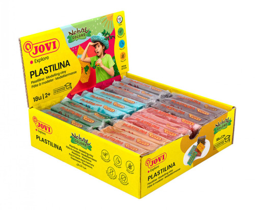 JOVI - CAJA PLASTILINA 18 PASTILLAS DE 50GR GAMA NATURE COLORES SURTIDOS (3 UDS X COLOR) (Ref.70/18N)