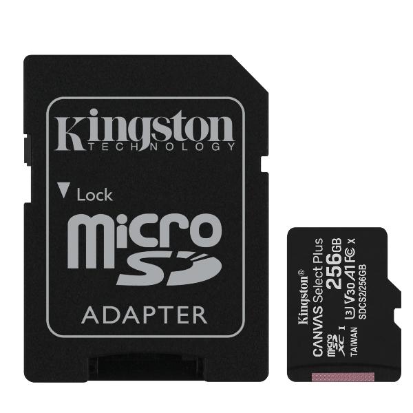 KINGSTON - Technology Canvas Select Plus memoria flash 256 GB MicroSDXC Clase 10 UHS-I (Canon L.P.I. 0,24€ Incluido) (Ref.SDCS2/256GB)