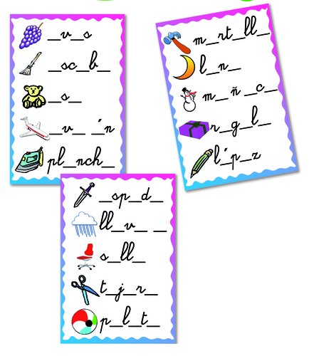 KLUGER - FICHAS ASOCIA LAS VOCALES 30 fichas (10X3) reutilizables +3 AÑOS (Ref.D11044)