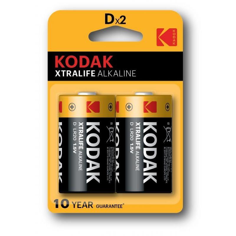 KODAK - PILAS EXTRALIFE ALCALINAS D - LR20 - PACK 2 UDS (Ref.KDXLR20PB2)