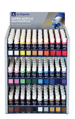 LA PAJARITA - PINTURA ACRILICA 60 ml (bote) EXPOSITOR de 180 (30 colores) (Ref.999758)