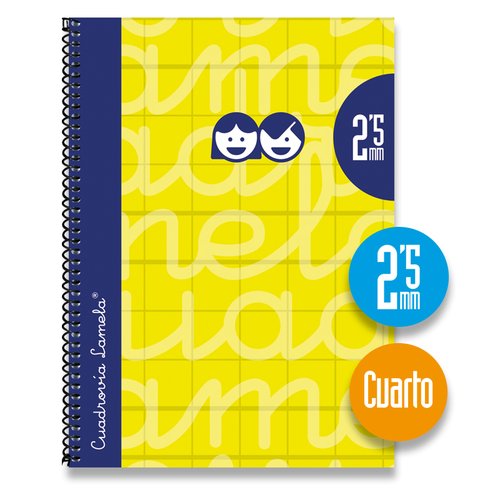 LAMELA - BLOC tapa FORRADA 4º 80h CUADROVIA 2,5 mm AMARILLO (Ref.7CTE02AM)