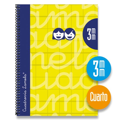 LAMELA - BLOC tapa FORRADA 4º 80h CUADROVIA 3 mm AMARILLO (Ref.7CTE03AM)