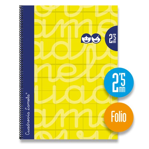 LAMELA - BLOC tapa FORRADA Fº 80h CUADROVIA 2,5 mm AMARILLO (Ref.7FTE02AM)