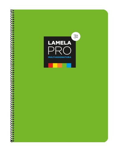 LAMELA - CUADERNO ESPIRAL 100 HOJAS FOLIO CUADRÍCULA 3X3 CON MARGEN VERDE -PAQUETE 5U- (Ref.7FTE103V)