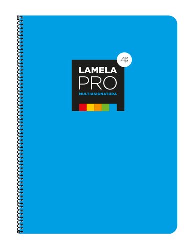 LAMELA - CUADERNO ESPIRAL 100 HOJAS FOLIO CUADRÍCULA 4X4 CON MARGEN AZUL -PAQUETE 5U- (Ref.7FTE104A)