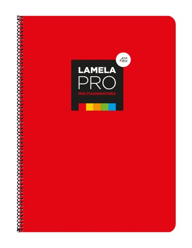 LAMELA - CUADERNO ESPIRAL 100 HOJAS FOLIO CUADRÍCULA 4X4 CON MARGEN ROJO -PAQUETE 5U- (Ref.7FTE104R)