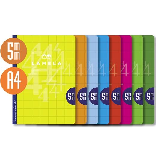 LAMELA - LIBRETA GRAPADA 50H A4 90GR RAYADO 5MM CUBIERTA BÁSICA C/SURTIDOS (Ref.06A4005)