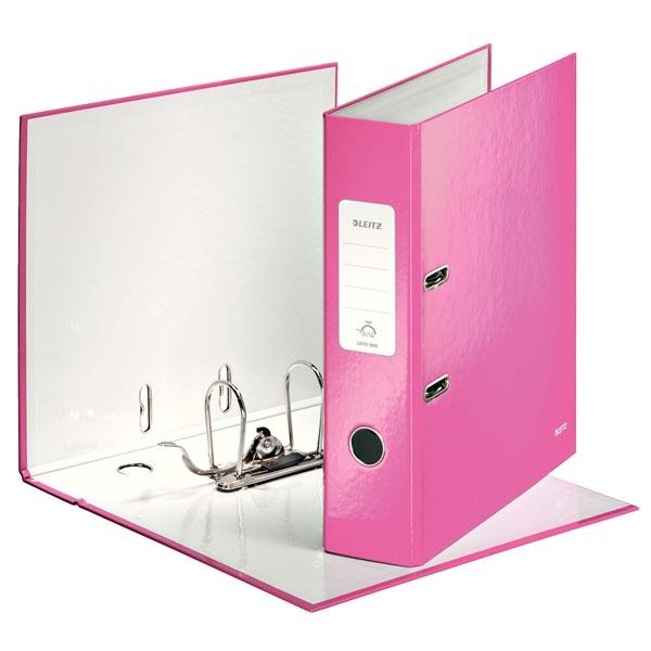 LEITZ - ARCHIVADOR palanca WOW A4 180º 80mm FUCSIA METALIZADO (Ref.10050023)