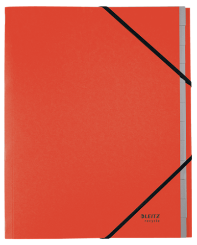 LEITZ - CARPETA CLASIFICADORA DE CARTON 12 POSICIONES A4 RECYCLE 100% ROJO (Ref.39150025)