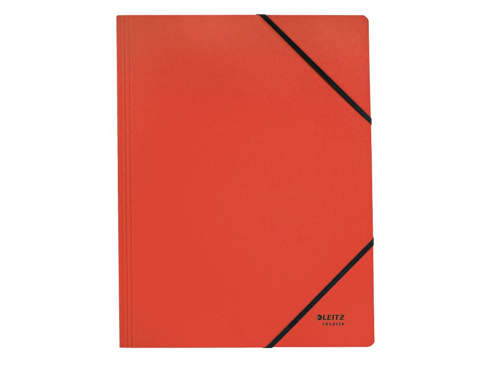 LEITZ - CARPETA DE CARTON CON GOMAS Y SIN SOLAPAS A4 RECYCLE 100% ROJO (Ref.39080025)