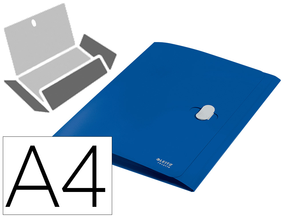 LEITZ - CARPETA POLIPROPILENO 3 SOLAPAS Y CIERRE BROCHE GIRATORIO A4 RECYCLE AZUL (Ref.46220035)