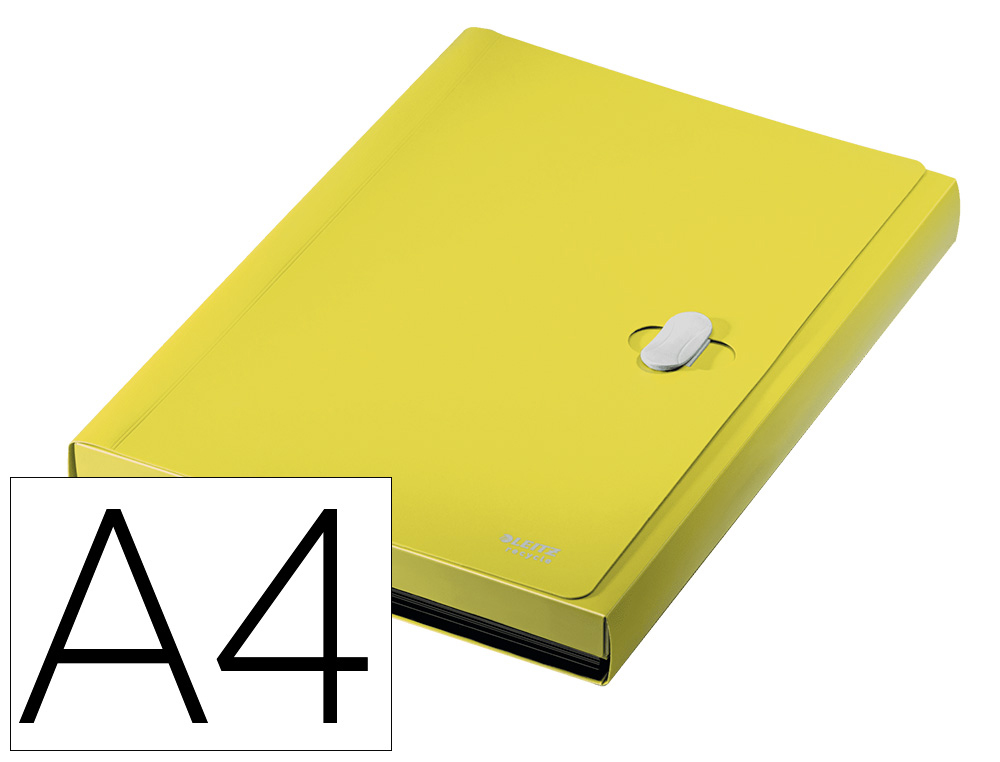 LEITZ - CARPETA POLIPROPILENO ACORDEON 5 POSICIONES+BOLSILLO FRONTAL BROCHE GIRATORIO A4 RECYCLE AMARILLO (Ref.46240015)