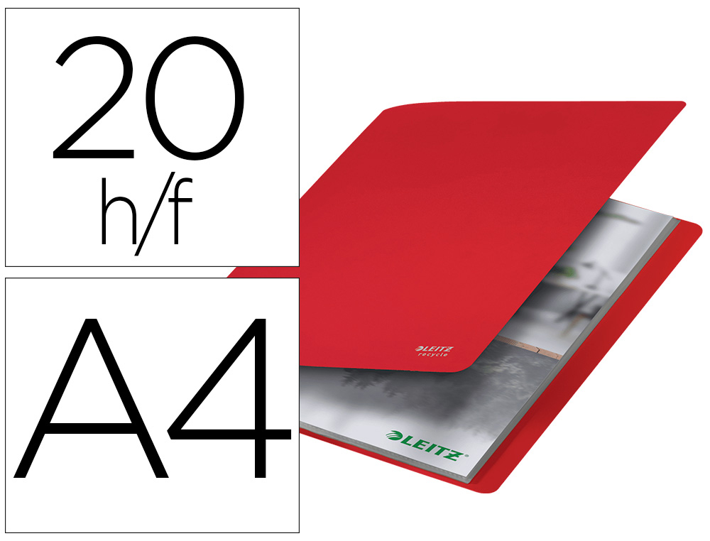 LEITZ - CARPETA POLIPROPILENO CON 20 FUNDAS A4 RECYCLE ROJO (Ref.46760025)