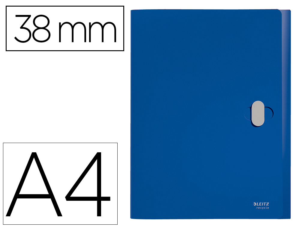 LEITZ - CARPETA POLIPROPILENO DE PROYECTOS 38MM Y CIERRE BROCHE GIRATORIO A4 RECYCLE AZUL (Ref.46230035)