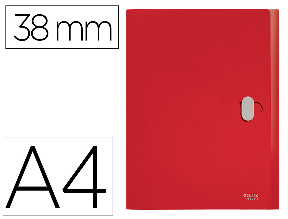 LEITZ - CARPETA POLIPROPILENO DE PROYECTOS 38MM Y CIERRE BROCHE GIRATORIO A4 RECYCLE ROJO (Ref.46230025)