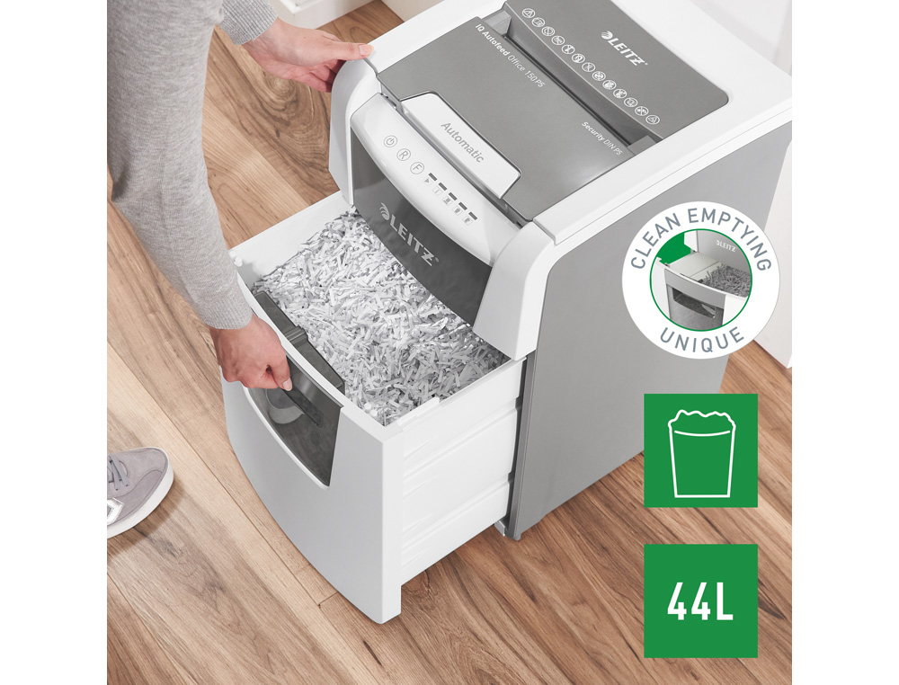 LEITZ - DESTRUCTORA IQ HOME OFFICE 150 P5 (15h CONFETI) BLANCA
Nv.seg.5 - particula 2x15mm dep.30L (Ref.80140000)