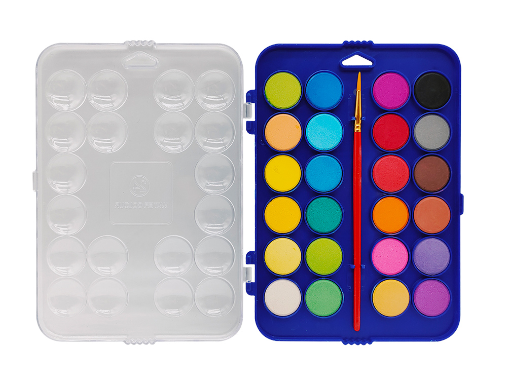 LIDERPAPEL - ACUARELA 24 COLORES CON PINCEL ESTUCHE DE PLASTICO (Ref.AB03)