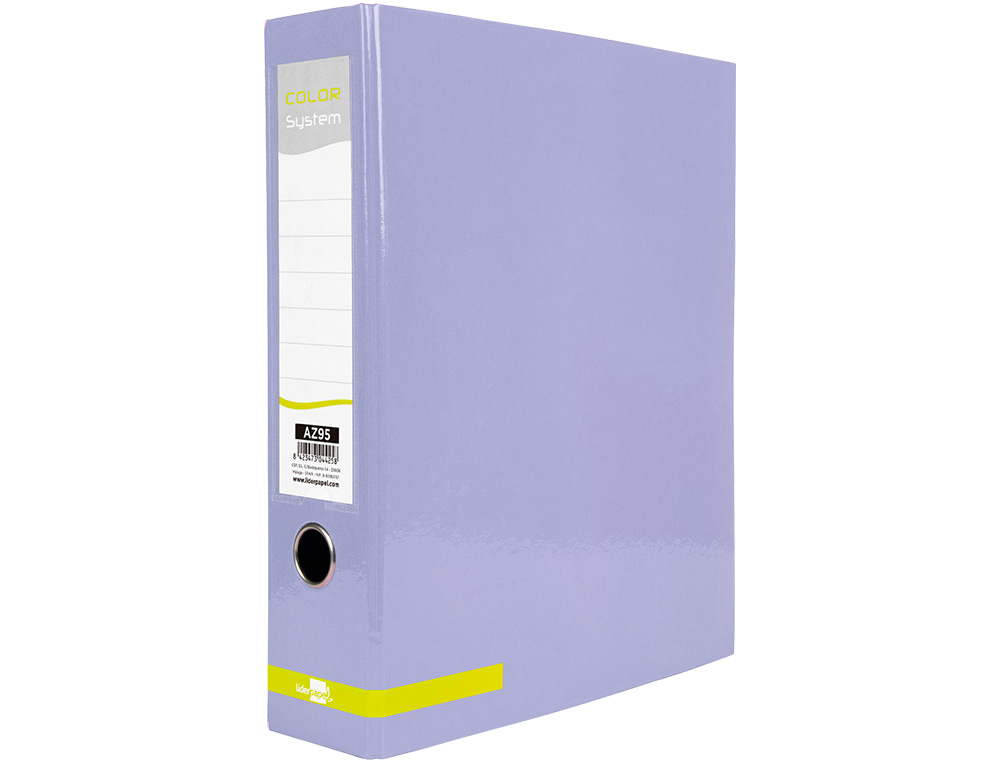 LIDERPAPEL - ARCHIVADOR DE PALANCA A4 COLOR SYSTEM FORRADO SIN RADO LOMO 80 MM LAVANDA COMPRESOR METALICO (Ref.AZ95)