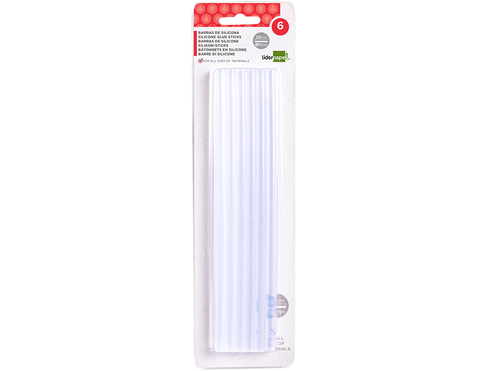 LIDERPAPEL - BARRA TERMOFUSIBLE DE 11 MM DE DIAMETRO X 200 MM DE LARGO BLISTER DE 6 UNIDADES (Ref.PG14)