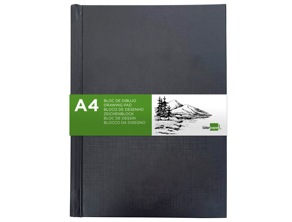 LIDERPAPEL - BLOC DIBUJO ESBOZOS ENCUADERNADO DIN A4 210X297 MM 100 HOJAS 100 G/M2 COLOR NEGRO (Ref.DL11)