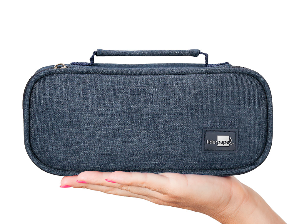 LIDERPAPEL - BOLSO ESCOLAR PORTATODO OVALADO CON ORGANIZADOR INTERIOR PIZARRA Y ASA 1 CREMALLERA SURTIDOS (Ref.PX15)