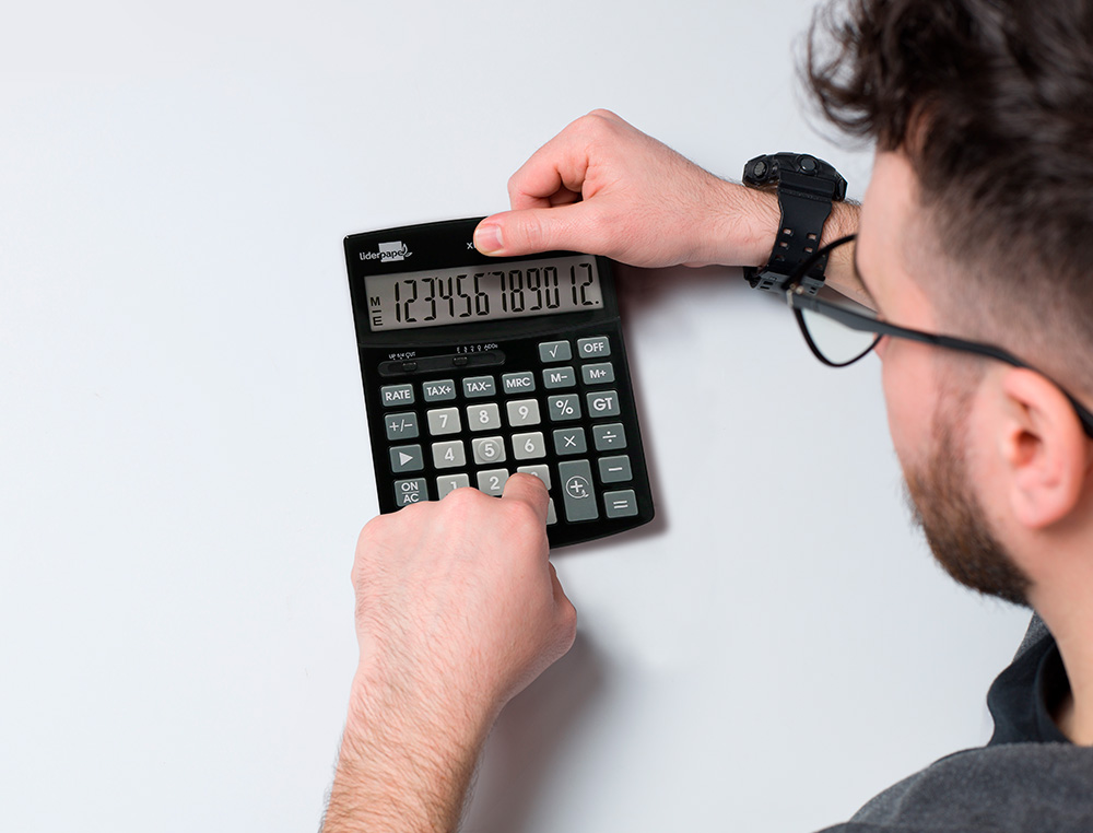 LIDERPAPEL - CALCULADORA SOBREMESA 12 DIGITOS TASAS SOLAR Y PILAS COLOR NEGRO 155X115X25 MM (Ref.XF27)