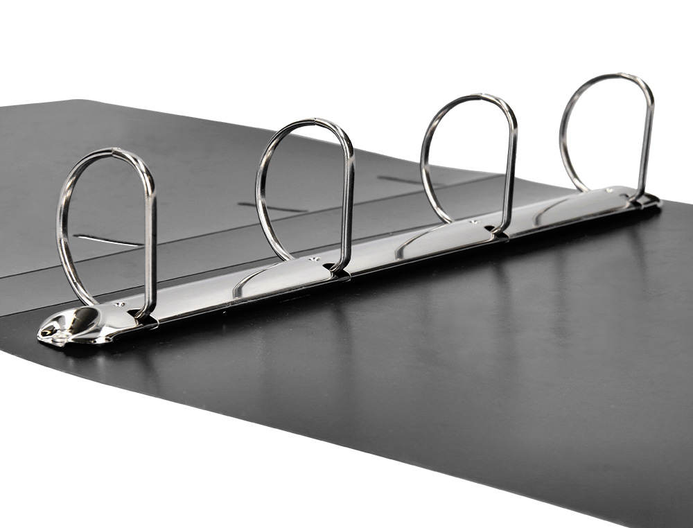 LIDERPAPEL - CARPETA 4 ANILLAS 40 MM MIXTAS POLIPROPILENO DIN A4 NEGRO OPACO (Ref.CH37)