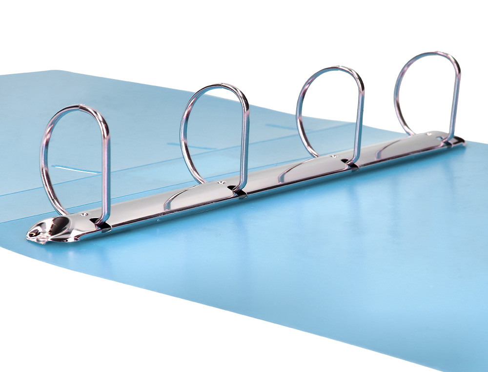 LIDERPAPEL - CARPETA 4 ANILLAS MIXTAS 40 MM POLIPROPILENO DIN A4 CELESTE OPACO (Ref.CH45)