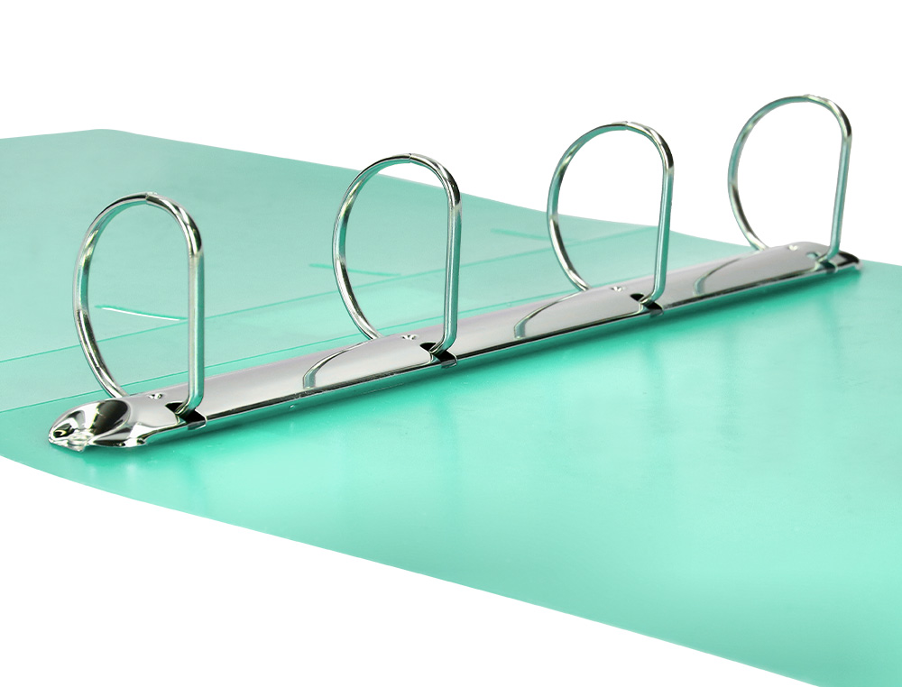 LIDERPAPEL - CARPETA 4 ANILLAS MIXTAS 40 MM POLIPROPILENO DIN A4 VERDE MANZANA OPACO (Ref.CH46)